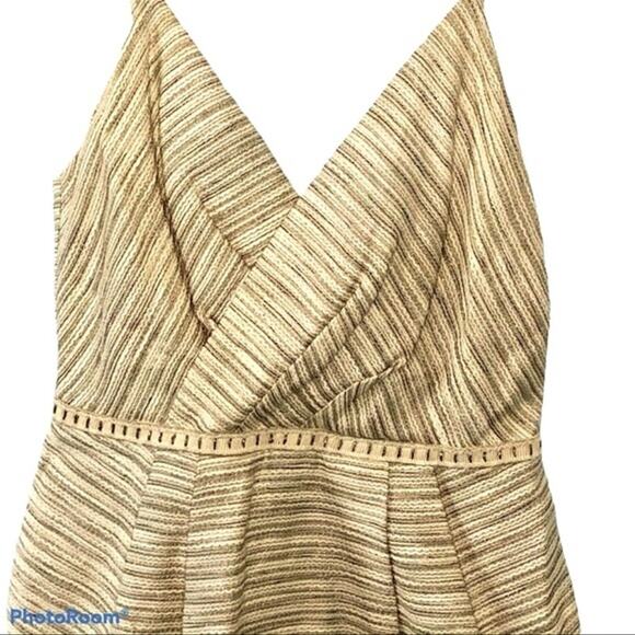 Axara Paris Linen Blend Faux Wrap Mini Cocktail Dress Size8 EU40 Metallic Thread - Picture 5 of 14